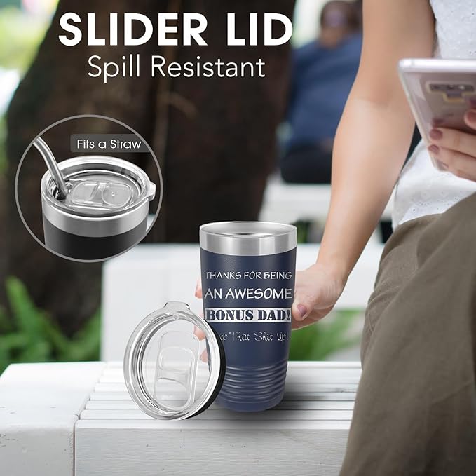 Custom Insulated Coffee Mug, Gift for Dad, Father’s Day Gift Ideas, Custom Cup for Men, Groomsmen Gift Idea, Personalized Tumbler with Text (Navy Blue, 20oz)