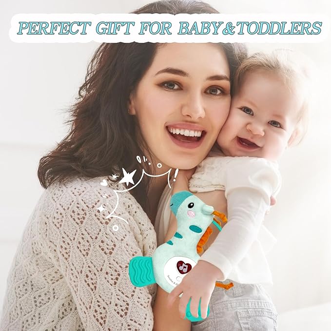 Baby Musical Activity Soft Toys with Sound & Light, Sensory Toys for Infant Developmental with Teether, Rattle and Textures, Soft Plush Toy for Newborn Gift 6 to 12 Months (Giraffe)