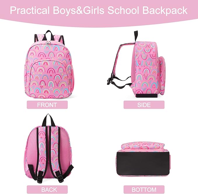 CLUCI Kids Backpack for Girls Toddler Backpack for Preschool Kindergarten Child Cute Daycare School Bookbag Travel Pink Rainbow