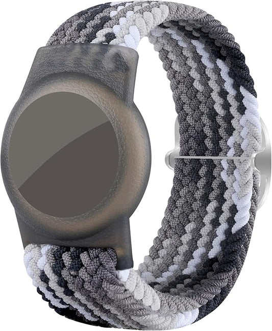 Bracelet for Kids Compatible with AirTag, Nylon Stretch Braided Air Tag Wristband, Protective Case for Airtag GPS Tracker Holder, Adjustable Elastic Watch Band for Toddler Child Elder (Rainbow)