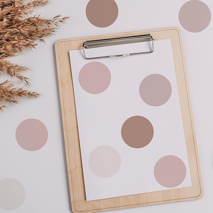 Boho Polka Dot Wall Decals Pink Dots Wall Sticker for Kids Baby Girls Living Room Bedroom Playroom (6 Sheets)