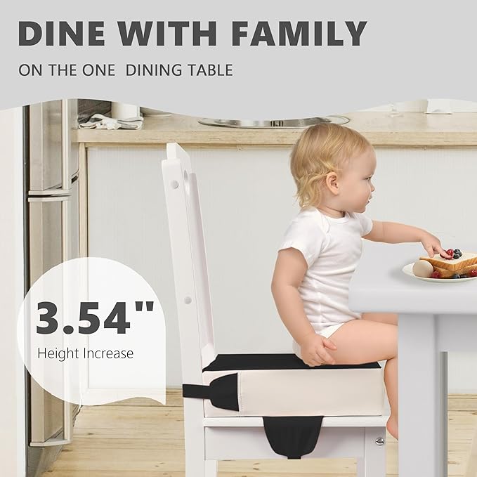 Booster Seat for Kitchen Chair with Adjustable Straps, Toddler Booster Seats for Dining Table Portable for Travel Camping Eating, Booster Cushion for Table for Baby Child Infant Kid Boy Girl