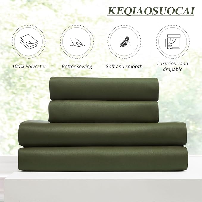 KEQIAOSUOCAI Olive Pinch Pleated Curtains 120 Inches Long, Blackout Dark Out Curtain for Living Dining Room Light Blocking Window Draperies(Dark Olive,40x120,2 Panels)