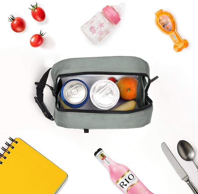 CERBONNY Small Cooler Bag Freezable Lunch for Work School Travel,Leak-proof Bag,Small Insulated For Kids/Adults,Freezer Bags,Freezable Snack Bag,Mini Fit Yogurt Gray