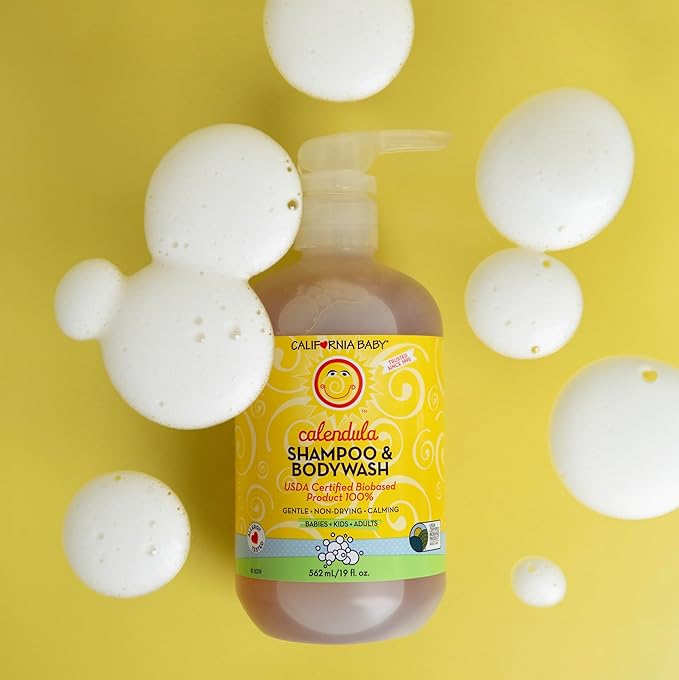 California Baby Calendula Shampoo and Body Wash | 100% Plant-Based | Allergy Friendly | Soothing Baby Soap and Toddler Shampoo for Dry, Sensitive Skin | 19 oz. (2-pack)