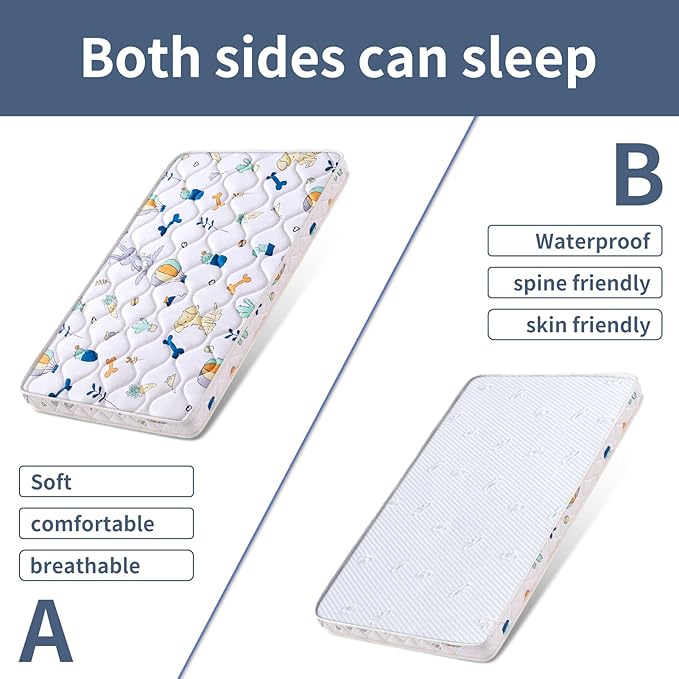 Baby Bassinet Mattress 33x 20 inches- Firm Support and Comfort Premium Foam,Noiseless and Odorless,Hypoallergenic Small Crib Mattress, Fits Moses Basket, Dual Sided with Soft Breathable Fabric