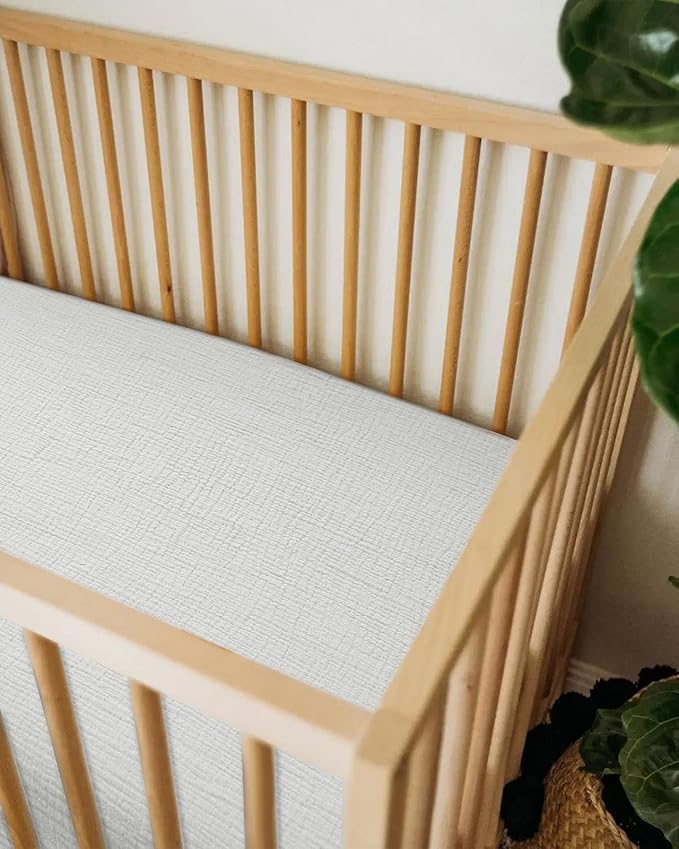 Bassinet Sheet for Baby Boy and Girl, Fitted Sheets for Rectangle, Oval, Hourglass Bassinet Mattress, Muslin Moses Basket Sheets with Neutral Style (White)