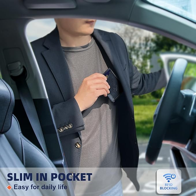 BULLIANT Men Wallet,Money Clip Wallet Slim For Gift Men 9Cards-Metal Credit Card Case in Magnetic Leather Flip