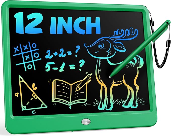 Bravokids 12 Inch LCD Writing Tablet for 3 Year Olds - Electronic Drawing Pad and Doodle Board as Educational Birthday Gifts for Girls and Boys (Green)