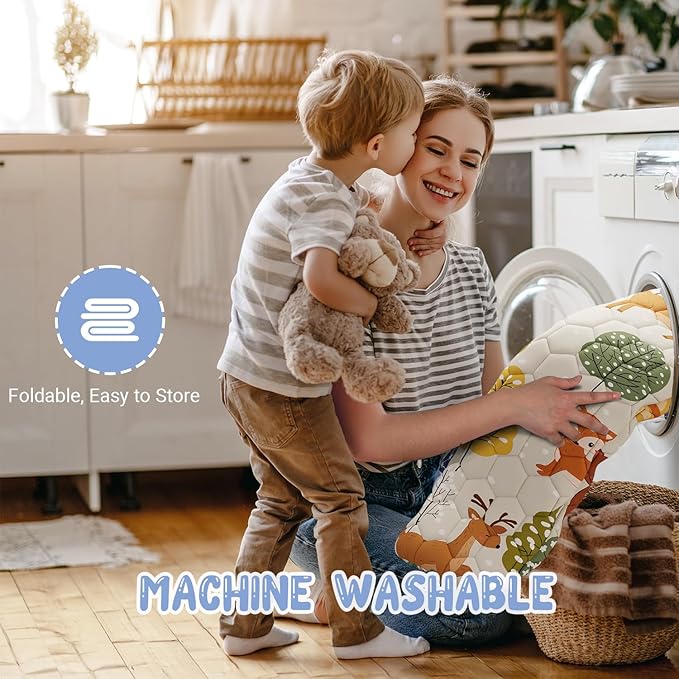 Baby Play Mat 71" X 59" Playpen Mat Upgraded Thicken Baby Floor Play Mat Non-Slip Cushioned Crawling Mat Waterproof Activity Playmats for Babies Toddlers Infants (71X59, Fox)