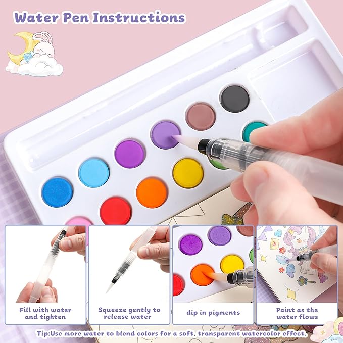gesboole Paint with Water Coloring Books for Kids Ages 3-5, 4-8 – Cute Coloring Book for Teens,Arts and Crafts for Kids Ages 3 4 5 6 7 8+, Birthday Gift Toys for Girls Boys,Travel Toys -Unicorn