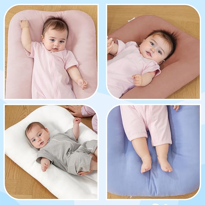 Baby Lounger for Newborn, Bionic Design Baby Lounger, Soft Organic Cotton Breathable Lounger for Infants 0-18 Months (Grayinsh Blue)