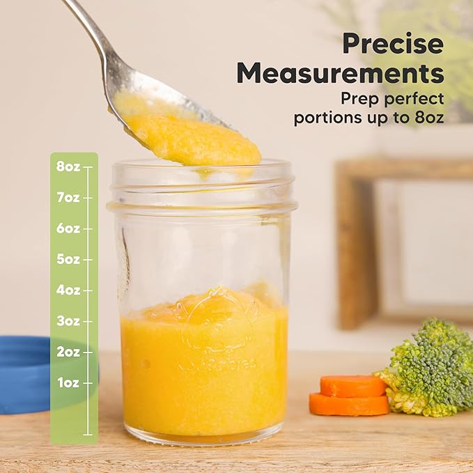 KeaBabies 4pk 8oz Glass Baby Food Containers with Lids - Leak-Proof, Microwavable Small Glass Jars, Baby Purees & Toddler Snack Storage Containers, BPA-Free, Dishwasher & Freezer Safe (Kea)