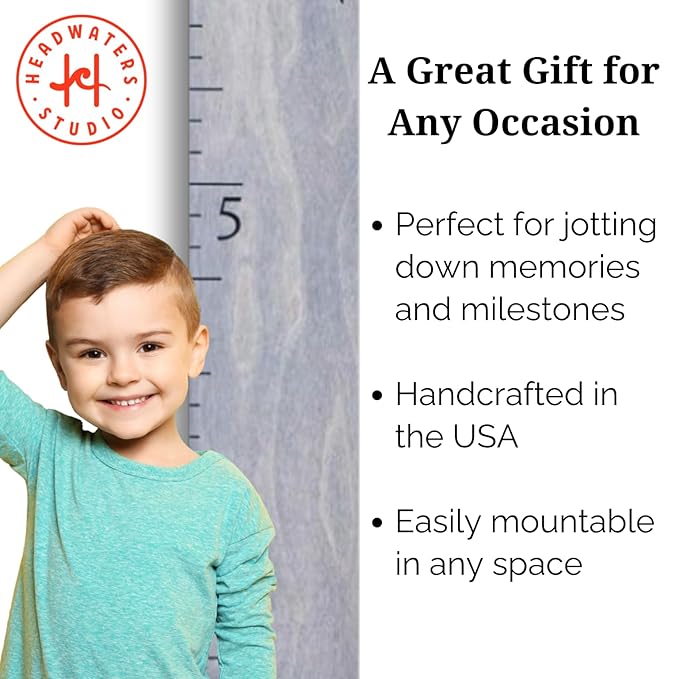 Boho Growth Chart for Wall - Height Board Growth Chart Wooden Growth Chart for Wall Kids Measuring Chart for Wall Height Chart Growth Chart for Kids (Love Grows Here, Gray)