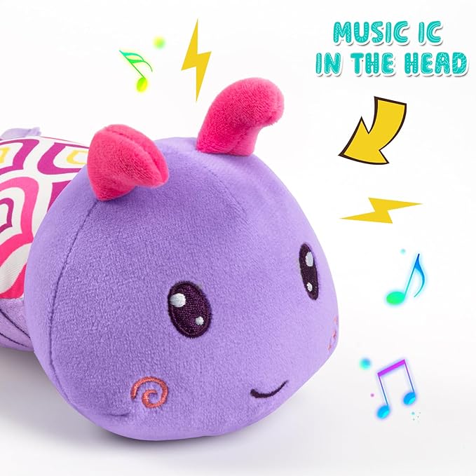 Baby Stuffed Animal Toys for 0-6 6-12 Months, Baby Musical Caterpillar Tummy Time Toys for Babies 3 6 9 12 18 Months, Newborn Infant Sensory Toys Gifts for 1 2 Year Old Boys Girls