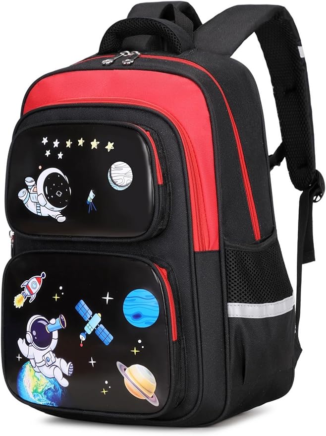 Cartoon Backpack for Boys, 17 Inch Kids Space Backpack for Children Teens Waterproof School Travel Backpacks