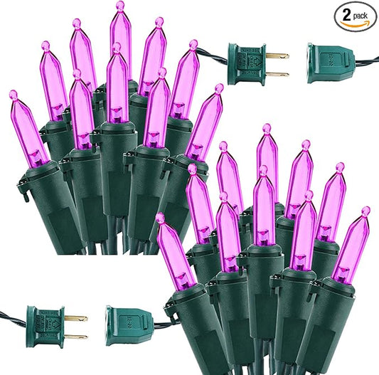 Brizled Purple Christmas Lights, 2 Pack 33ft 100 LED Christmas String Lights, 120V UL Certified Purple Halloween Light Connectable Mini Xmas Tree Light Outdoor for Halloween Xmas Party Wedding Holiday