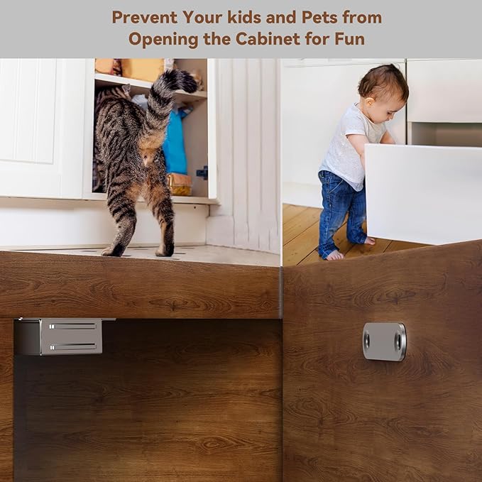 Cabinet Door Magnet, Flat Bottom Cabinet Magnetic Catch with Adhesive, Easy to Install,Only Takes 1 Minute,35lb Magnetic Cabinet Door Drawer Latch(Sliver, 6Pack)