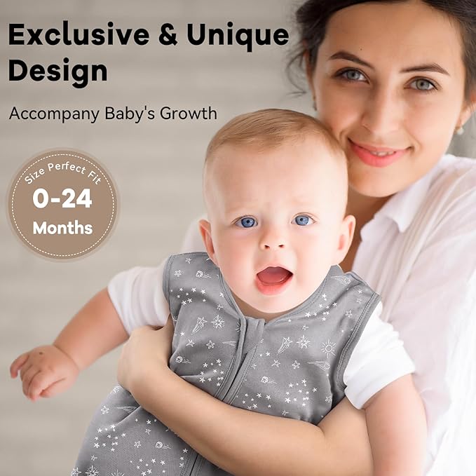 Baby Sleep Sack 12-18 Months 3 Pack 100% Cotton Lightweight 0.5 TOG Wearable Blanket Baby Sleep Bag with 2-Way Zipper for Infant Toddler