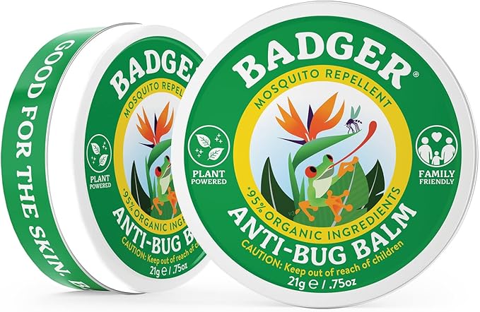 Badger Bug Repellent Tin, Organic Deet-Free Mosquito Repellent with Citronella, Family Friendly Pleasant Smelling Insect Repellent, Easy to Use Travel Size, .75 oz Tin