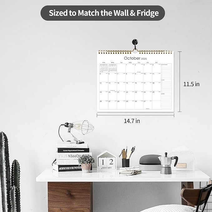 Calendar 2025-2027 22 Monthly Wall Calendar Runs from September 2025 until June 2027 Spiral Binding Hanging 11.5" x 14.7" Thick Paper with Julian Dates and Block for School Office（Simplicity）