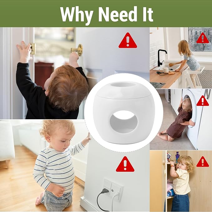 Child Safety Door Knob Covers 4 Pack Reusable Baby Proof Door Knob Locks Baby Proof Door Handle Protector for Kids Universal Fit Easy Grip Lockable Design No Tools Needed