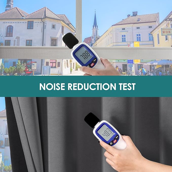 ChrisDowa 100% Blackout Curtains for Bedroom with Black Liner, 2 Thick Layers Total Blackout Thermal Insulated Grommet Window Curtains 2 Panels Set (Grey, 52 x 54 Inch)