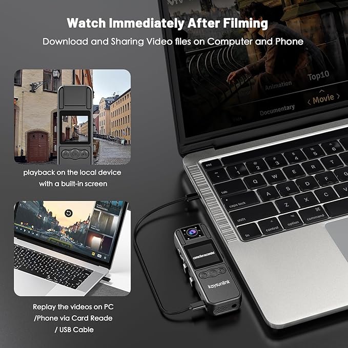 Body Camera with Audio and Video Recording 1080P FHD Mini Police Wearable Body Worn Cam Portable Small Personal Camcorder Sport Action Outdoor Video Recorder (128GB)