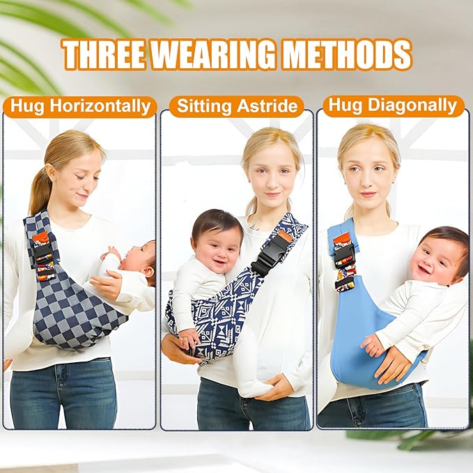 Baby Sling Carrier Newborn to Toddler Adjustable One-Shoulder Design with Hip Seat Support, Labor-Saving Baby Wraps Carrier 10-30 lbs(Gray)