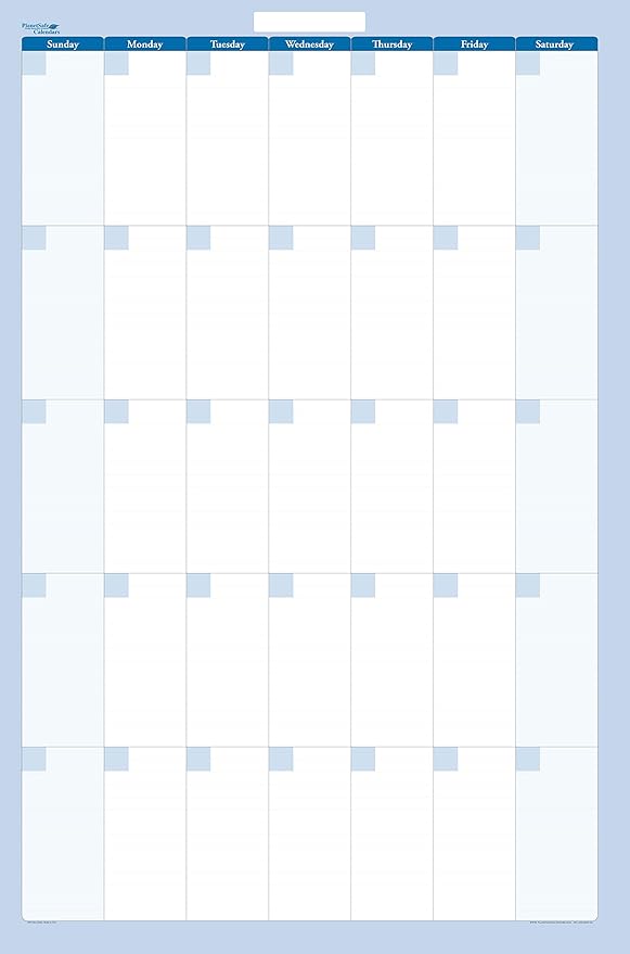 30-Day 1-Month Dry and Wet Erasable Wall Calendar Planner (Vertical 48" x 32", Sky Blue)