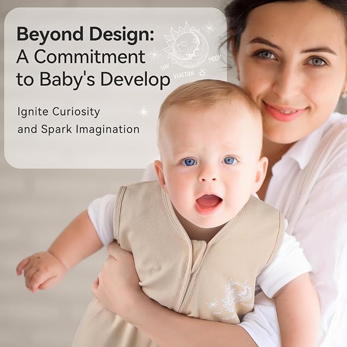 Baby Sleep Sack 12-18 Months 3 Pack 100% Cotton Lightweight 0.5 TOG Wearable Blanket Baby Sleep Bag with 2-Way Zipper for Infant Toddler Beige