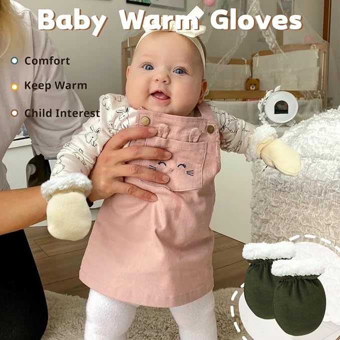 Cute Baby Mittens Newborn, No Scratch Baby Boy Mittens, Baby Girl Hat Gloves for Toddlers, Infant, Newborn
