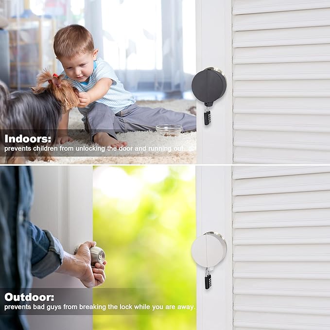 2 Pack Door Knob Lockout Device with Padlock,Temporary Door Handle Lock Cover for Dementia Patients/Child Proof, Outdoor Water Faucet Lock Cover - Black