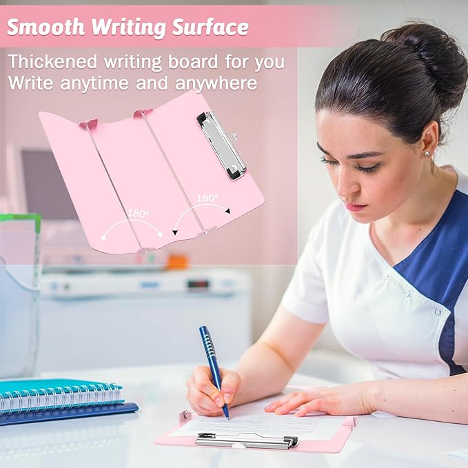 Clipboard Foldable Without Edition Cheat Sheets Aluminum 3 Layers Foldable Clipboards Pocket Size Profile Clip Clipboards Notepad for Students, Nurses,Contractor Trucker Driver