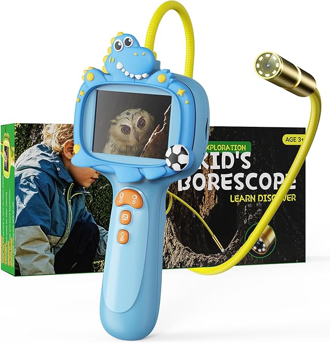Borescope Camera Toy with Light for Kids - STEM Science Educational Toy for 4 5 6 7 8 9 10 Years Old Boys Girls Birthday Gift, Snake Scope Camera for Outdoor Camping Nature Exploration