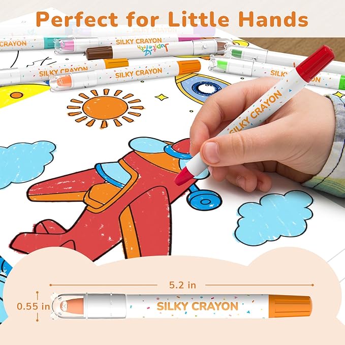 24 Color Twist Crayons for Toddlers 1-3 and Kids 4-8, Non-Toxic Washable Crayons 2-4, Ultra-Silky Easy-Grip Art Supplies, Ideal Coloring Gift for Boys and Girls
