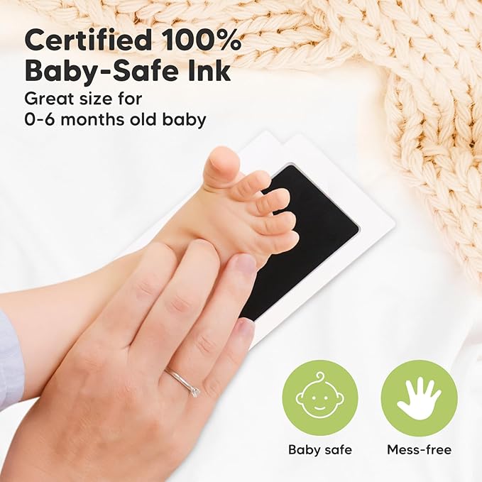 2-Pack Inkless Baby Hand and Footprint Kit - Mess Free Ink Pad for Newborn Keepsake, Dog Nose & Paw Print Kit, Clean Touch Ink Pad for Baby Hand & Footprints, Ideal New Mom Gifts (Jet Black)
