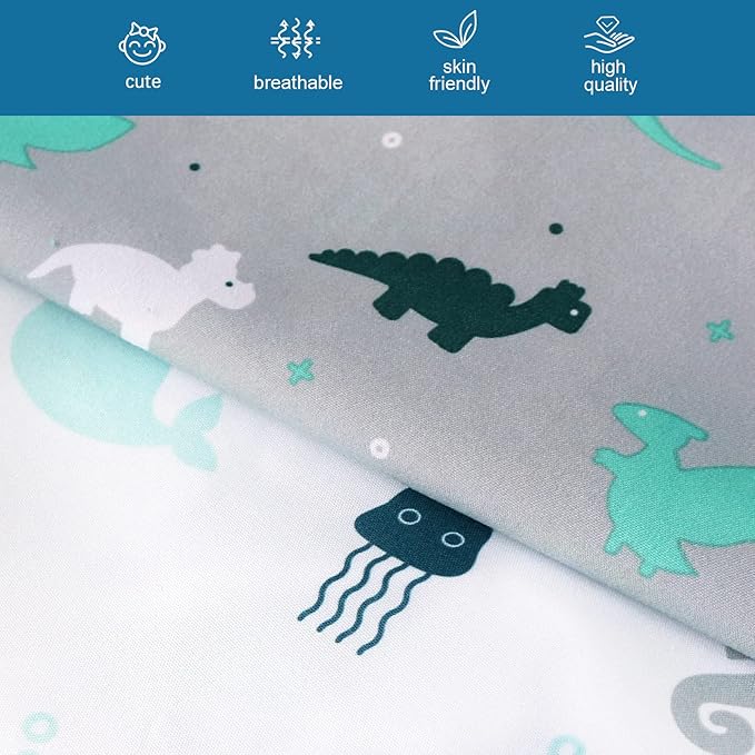 Crib Sheets for Boys or Girls 4 Pack, Baby Crib Sheets 52'' x 28'' for Standard Crib & Toddler Mattress, Soft and Breathable Material, Baby Crib Sheet Neutral, Grey Dinosaurs & Ocean
