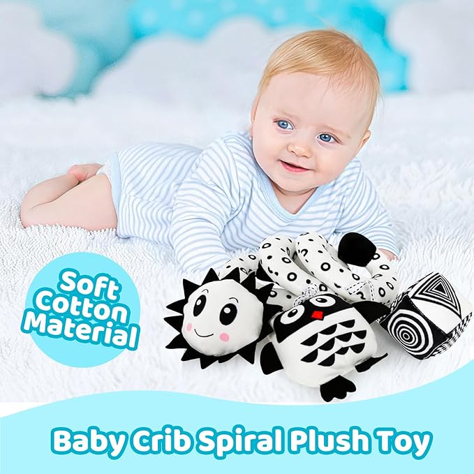 Black and White High Contrast Baby Toys - Sensory Infant Hanging Carseat & Stroller Toy for Newborns 0-6,6-12Months Perfect Easter Birthday & Baby Shower for Babies Boys Girls