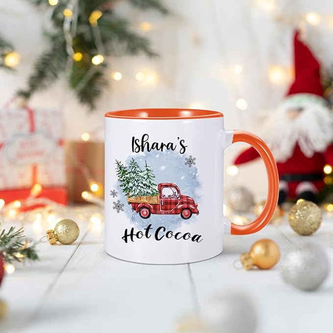 Custom Hot Cocoa Mugs Personalized Christmas Coffee Mugs with Name Customized Hot Chocolate Mug for Kids 11 oz Winter Holiday Cups Xmas Snowman Reindeer Mug Christmas Gifts for Family Boys Girls