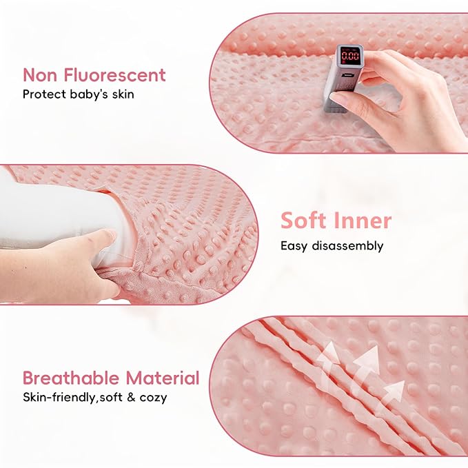 Baby Lounger for Newborn,Baby Nest for Newborn Soft Cotton Breathable for Playtime & Relaxation,Flat Babies Essentials Gifts Newborn Lounger for Boys & Girls 0-12 Months(Pink Bean)