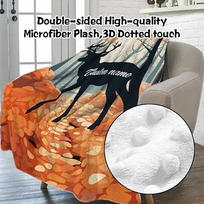 Custom Nursery Crib Bedding Set: Personalized Name 4 Piece Orange Sika Deer Design Baby Crib Sets for Baby Girls - Toddler Double Layer Blanket Set, Comfortable Crib Bed Sheets for Baby Toddlers