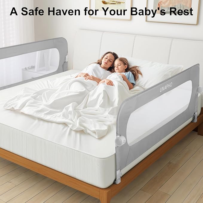 Bed Rail for Toddlers,Swing Down Kids Bed Rails Guard for Twin,Full,Queen,Bunk Size Bed,Extra Tall Childbed Rail Guard with Reinforced Anchor Safety System(Grey,40 Inch,1 Side)