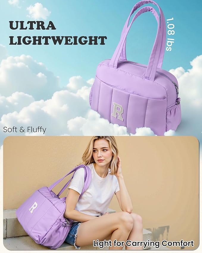 Customizable Gifts-Initial Duffle Bag, Carry On Bags for Women，Overnight Bag with Wet Pocket，Lightweight Travel Bags Personalized Gym Tote with Makeup Pouch