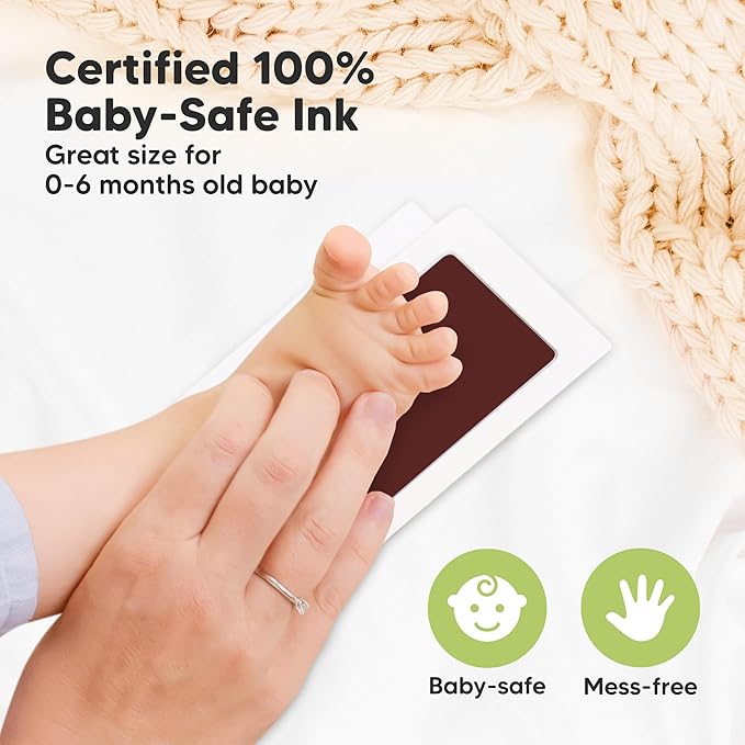 4-Pack Inkless Baby Hand and Footprint Kit - Mess Free Ink Pad for Newborn Keepsake, Dog Nose & Paw Print Kit, Clean Touch Ink Pad for Baby Hand & Footprints, Ideal New Mom Gifts (Auburn)
