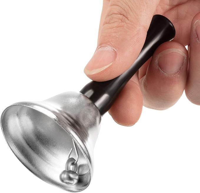 Boao 12 Pieces Metal Hand Bells Music Service Hand Bells Musical Instruments Percussion for Christmas Party Supplies(Silver)