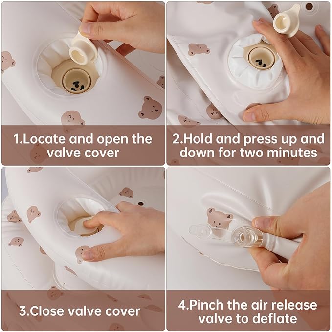 Baby Inflatable Seat for Babies 3-36 Months, Built in Air Pump, Bear Baby Support Seat Summer Toddler Chair for Sitting Up, Baby Shower Chair Floor Seater, Infant Back Support Sofa, Green