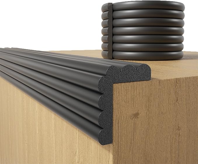 Baby Proofing Wall Corner Protector,Edge Guard Corner Protector,6.56ft Thinken Soft Corner Protectors Pre-Taped Soft Rubber Foam Edge Cushion for Furniture (Black, 6.56Ft x 11.8" W x 0.47" Th)