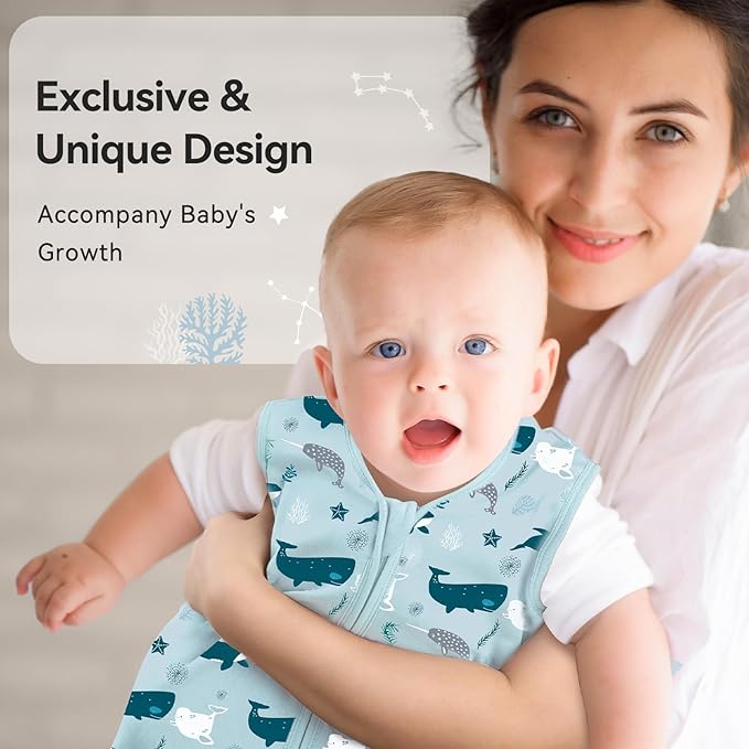Baby Sleep Sack 18-24 Months 0.5 Tog Wearable Blanket Baby, 3 Pack 100% Cotton Lightweight Sleeping Sack with 2-Way Zipper for Infant Toddler Shark