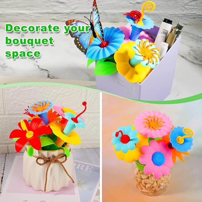 Birthday Toys Gifts for 2 3 4 5 6 Years Old Toddler Girls Boys, 156 PCS Insect Flower Garden Building Educational STEM Learning Pretend Play Gardening Set, Gifts for Preschool Kids Age 2+